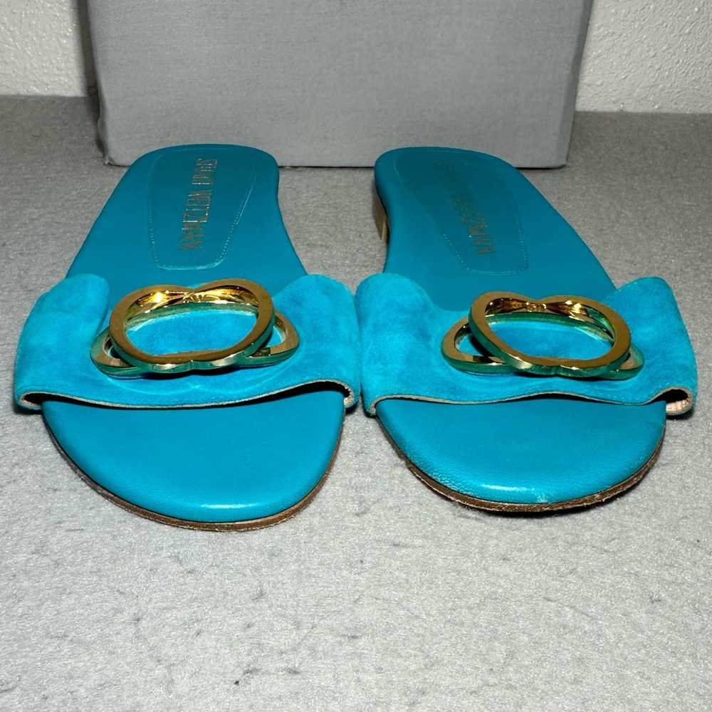 Stuart Weitzman Caicos‎ Suede Slide Sandals - Picture 8 of 10